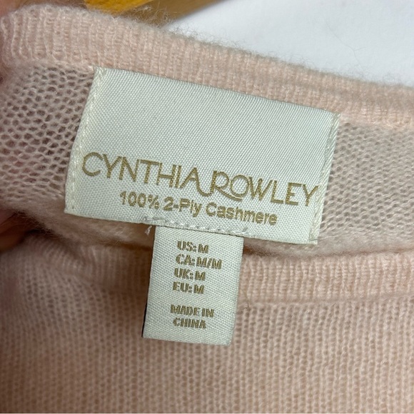 CYNTHIA ROWLEY 100% 2Ply Cashmere Knit Long Sleeve Crew-Neck peach luxury Size M - Picture 5 of 9